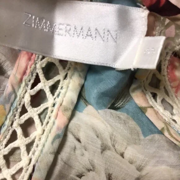 Zimmerman Floral Lace Trim Women Top Size 3 - Picture 9 of 14